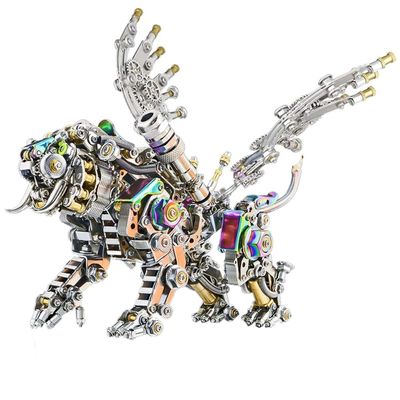 3D Metal Puzzle Model Kit, 700Pcs 3D Steampunk DIY Building Bengal Tiger Model with LED Lights & Detachable Wings, Unique Desk Creative Art Decorations Gift for Adults