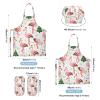 Kids Cooking Apron Functional Merry Christmas Pink Flamingos Kids Apron Chef Hat Set for Children Gifts 3-12 Years Old view 3