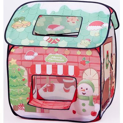 Christmas Pop Up Play Tent for Kids - Santa Snowflake Indoor Outdoor Playhouse with Carry Bag, Easy 30 Second Setup, Foldable Gift for Toddlers Boys Girls Ages 3 4 5 6 7 8