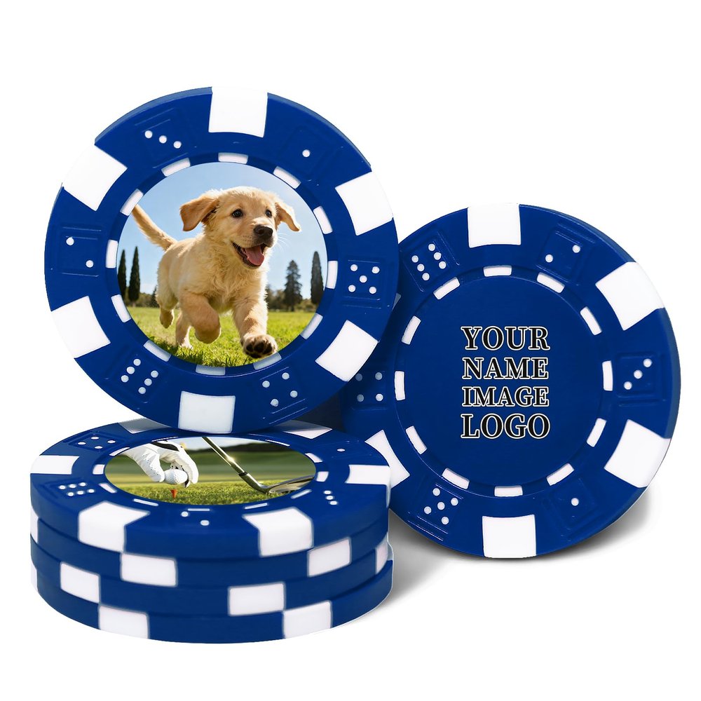 30-100 PCS 12 Grams Personalized Clay Casino Chips with Logo Custom Clay Poker Chips for Halloween,Wedding Gift 40MM Customized Metal Poker Chips Custom Golf Ball Makers Chips(B) (Dark Blue)