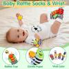Baby Shower Gifts Basket for Newborn Baby Boy Girl Gender Reveal with Newborn Essentials Baby Rattles Blanket Onesie Black and White High Contrast Baby Book Toys 0-6 Months Baby Girls Boys Shower Gift view 4