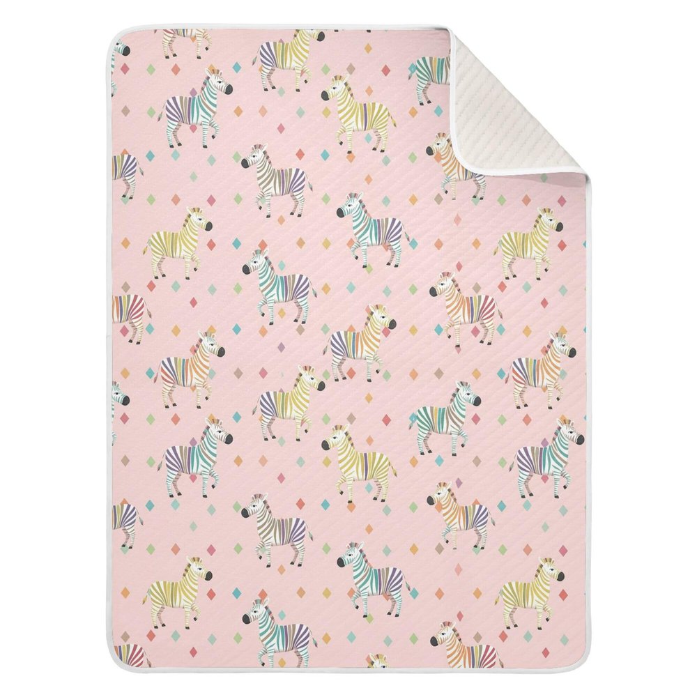 CUPADA Baby Blankets Infant Blanket Colorful Zebras Pink Cartoon Toddler Blankets Soft Warm Personalized Nap Blanket for Daycare Stroller Cover