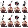 12 PCS Music Cupcake Topper Music Notes Cupcake Toppers Black Glitter Musical Symbol Cupcake Decoration CD Cupcake Decor for Rock Roll Theme Baby Shower Kids Birthday Party Cake Decorations Supplies view 1