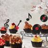 12 PCS Music Cupcake Topper Music Notes Cupcake Toppers Black Glitter Musical Symbol Cupcake Decoration CD Cupcake Decor for Rock Roll Theme Baby Shower Kids Birthday Party Cake Decorations Supplies view 2