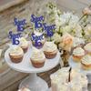 12 Pcs Blue Glitter Sweet 16 Cupcake Topper Number 16 Cupcake Toppers 16th Birthday Cupcake Decoration 16th Cake Decor for Kids Wedding Anniversary Party Decorations view 3