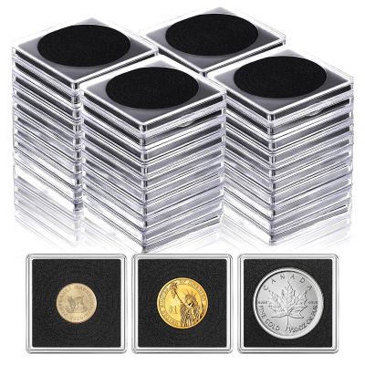 50 Pcs Acrylic Coin Holders with 8-Size Foam Liners (0.69" to 1.57"), Adjustable Coin Storage Case for Commemorative Coins and Collectibles Professional Coin Collection Display Protection