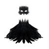 Gothic Black Crow Mask with Feather Shawl,Halloween Raven Feathers Costume for Role-Play Party,Christmas,Masquerad (Black) view 1