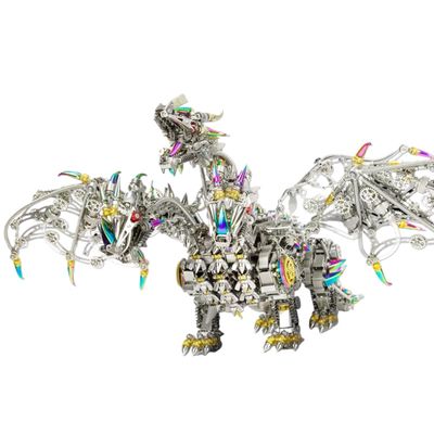 3D Metal Puzzle Three-Headed Dragon Model Kit to Build Difficult  2900PCS DIY Assembly Steampunk Mechanical Mythical Creature Creative Decorations Desk Gift for Adults