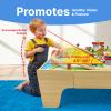Wooden Train Set & Table for Toddlers, Reversible Activity Table with Storage Drawer, Compatible with Thomas, Birthday Gift for Kids Ages 3-7 view 4