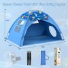 AFUNX Kids Play Tent, Space Theme Tent with Star String Lights, 70" x 45" x 43" Blue Foldable Playhouse for Boys and Girls, Extra Large House for Imaginative Play,Tunnel Port view 3