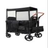 Wagon Stroller for 2 Kids, Double Seater Push Stroller with Canopy & Ventilation Mesh | Push Pull Wagon for Kids with Removable Seat Pads, One-Hand Fold & Large Storage (Black) view 1