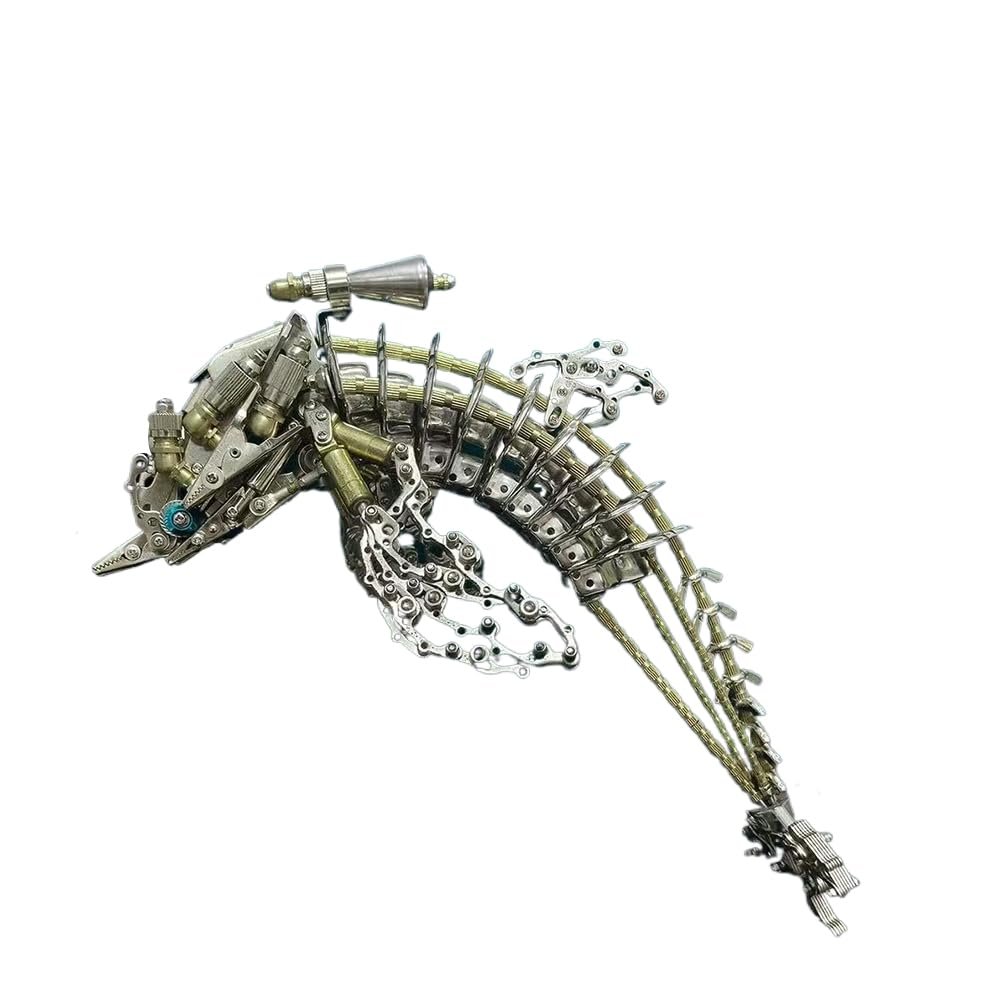 3D Metal Puzzle Dolphin 700PCS Model Kit  DIY Steampunk Mechanical Marine Organism Puzzle for Adults, Challenging Build Creative Collectible Desk Decoration Gift