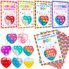 24 Pack Valentines Day Gifts for Kids Classroom with Mini Pop Heart Fidget Toys Keychain, Valentines Day Cards for Kids School, Valentine Exchange Cards for Kid Class Party Favor Toddlers Girls Boys view 1