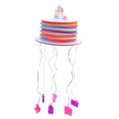 BRIGHTFUFU Small Unicorn Pull String Piata for Party Festival Decoration Handmade Lantern Style Filled with Candy and Fun Carnival Game for Adults