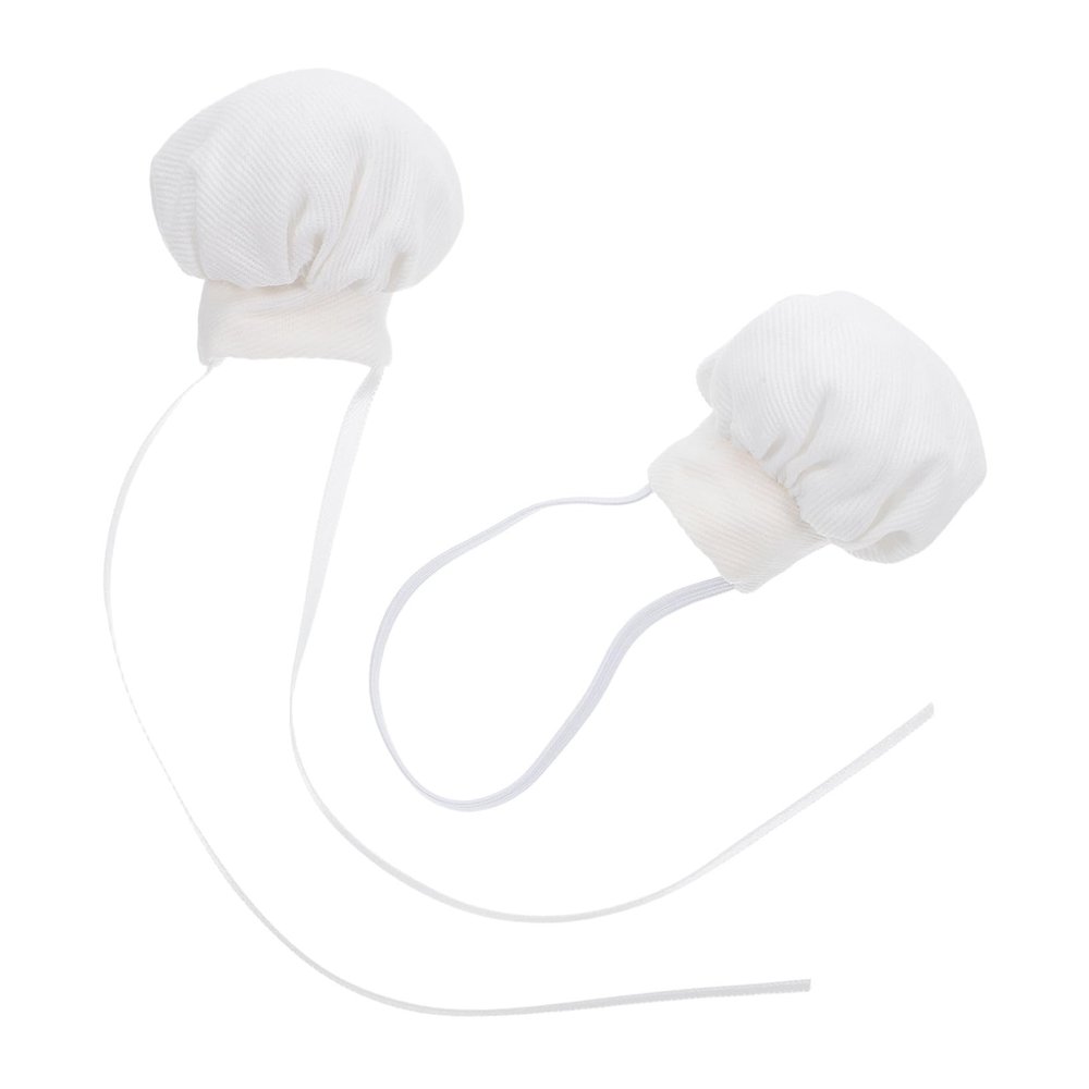 Gogogmee 2pcs Miniature Doll Chef Hats for Stuffed Animals Plush Kitchen Cooking Caps with Elastic Band and Ribbon Fastening Soft Dress Up Accessories for Pretend Play and Party Decorations