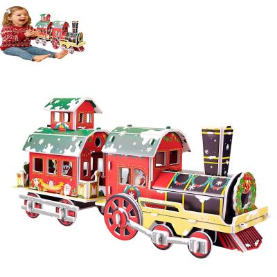 DIY Puzzle Santas Gift Train Set TrainClassic Christmas Cecor,Holiday Party Centerpieces, Deliver Holiday Cheer in Style (Classic Model B)