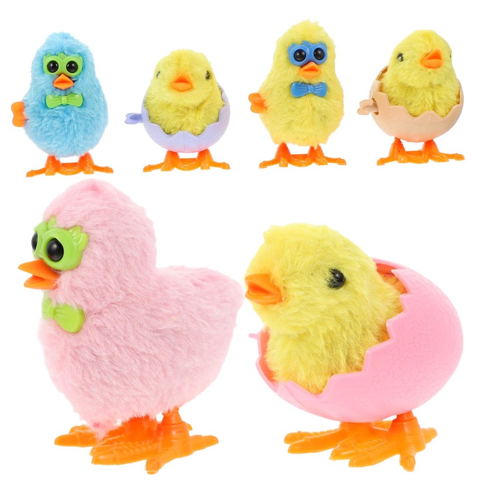 FELTECHELECTR 6pcs Wind Up Chicken Clockwork Walking for Easter Party Favors Mechanical