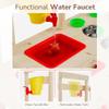 Outdoor Play Kitchen for Kids, Mud Kitchen with Water Faucet, Dual-Sided Chalkboard, Storage Shelves, Cups, Removable Sink, and Pretend Stove  Backyard Toddler Playset for Boys and Girls view 3