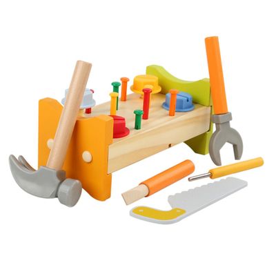HAKIDZEL Wooden Pounding Peg Workbench for Hammer Educational Developmental for Hand-Eye Coordination Smooth Rounded Edges Bright Color Design for Early Learning and Creativity