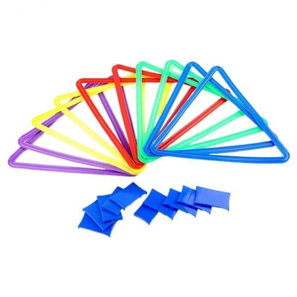 10 Pieces Hopscotch Game Set, Portable Backyard Exercise Agility Ladder for Kids Fitness Party Teens Outdoor Garden Play- Triangle
