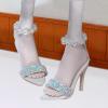 1:4 Doll Shoes Women's High Heeled Sandals, Trendy Fashion Mini Doll Costume for Female Action Figure- White view 3