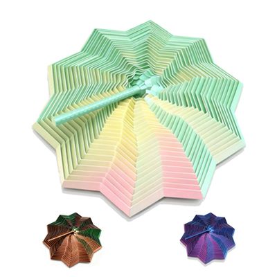3D Printed Expanded Sensory Fidget Star, Fractal Fidget Hexagon with Handle, Sensory Fidget Toys for Adults, Star Fidget for Anxiety Relief, Quiet Stress Relief Desk Accessory (Pink Cyan, Medium)