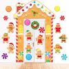 21 PCS Merry Christmas Gingerbread House Door Cover Large Christmas Gingerbread Man Party Covers Banner Ornament Xmas Party Porch Banners Sign Set for Xmas Photo Booth Props Wall Window Stickers Decor view 1