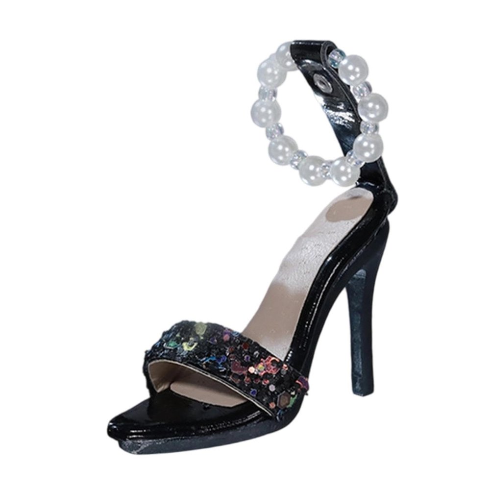 1:4 Doll Shoes Women's High Heeled Sandals, Trendy Fashion Mini Doll Costume for Female Action Figure- Black