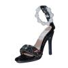 1:4 Doll Shoes Women's High Heeled Sandals, Trendy Fashion Mini Doll Costume for Female Action Figure- Black view 1