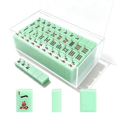 American Mahjong Tiles Set,166 Tiles Game with Acrylic Storage Case,Mahjong Game Set for Adults & Beginners for Game Nights & Easy Storage, Green