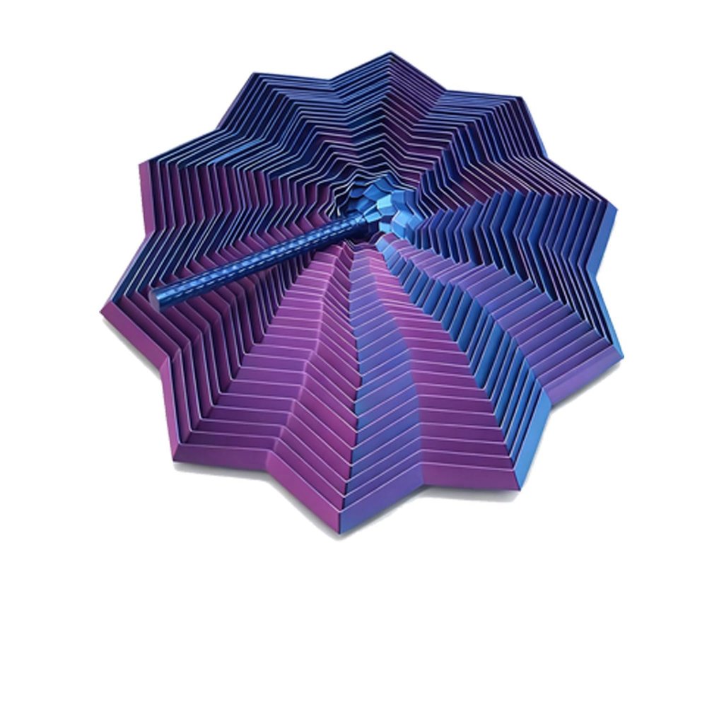 3D Printed Expanded Sensory Fidget Star, Fractal Fidget Hexagon with Handle, Sensory Fidget Toys for Adults, Star Fidget for Anxiety Relief, Quiet Stress Relief Desk Accessory (Blue Purple, Large)