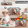 Ethebre Animal Horse Floral Pattern Storage Basket with Leather Handles, Foldable Fabric Storage Bin Large Collapsible Organizer for Clothes Toys Laundry Bathroom Nursery 15x11x9.5 In view 3