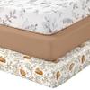 FILLEEP Baby Crib Sheets 3 Pack, Snug Fit Fitted Crib Sheet for Boys Girls, Super Soft Toddler Bed Sheet, Neutral Stretchy Baby Sheet, Breathable & Wrinkle-Resistant, 28x52x8in, White Brown Leaves view 1