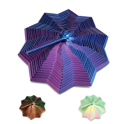 3D Printed Expanded Sensory Fidget Star, Fractal Fidget Hexagon with Handle, Sensory Fidget Toys for Adults, Star Fidget for Anxiety Relief, Quiet Stress Relief Desk Accessory (Blue Purple, Medium)