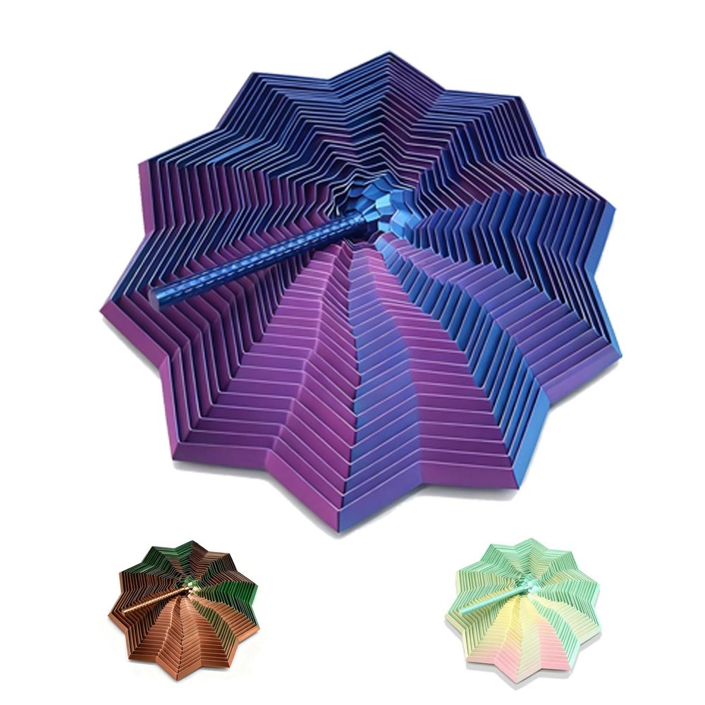 3D Printed Expanded Sensory Fidget Star, Fractal Fidget Hexagon with Handle, Sensory Fidget Toys for Adults, Star Fidget for Anxiety Relief, Quiet Stress Relief Desk Accessory (Blue Purple, Medium)