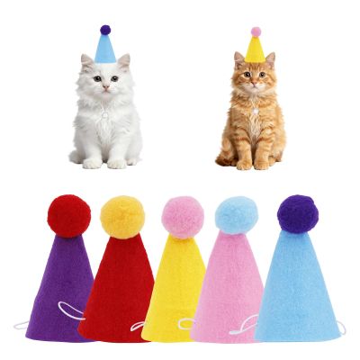 5pcs Pet Birthday Hats, Colorful Mini Small Party Cone Hat Funny Pet Costume Accessories for Dog Cat Animals Doll Decoration Supplies