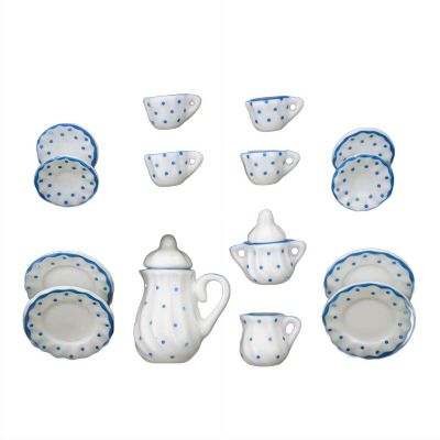 1/12 Miniature Porcelain Tea Set,15Pcs/Set Miniature Tea House Accessories,Mini Teapot Cup Plate Kitchen Accessories