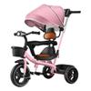 1.5-5 Years Old Toddler Stroller Buggies with Canopy,Reversible seat with guardrail and Belt,Kids trikes with Parent Handle,Child Tricycle Titanium Wheel,Rear Wheel with Double, Pink-with canopy view 1