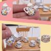 1/12 Miniature Porcelain Tea Set,15Pcs/Set Miniature Tea House Accessories,Mini Teapot Cup Plate Kitchen Accessories view 2