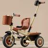 iumLeap Stroller Trike with Push Handle,Ride-on tricycles with Pedals,Adjustable seat with Belt,Rubber Wheels,Front Wheel with Clutch,Rear Wheel with Dual Foot Brakes, Khaki view 1