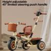 iumLeap Stroller Trike with Push Handle,Ride-on tricycles with Pedals,Adjustable seat with Belt,Rubber Wheels,Front Wheel with Clutch,Rear Wheel with Dual Foot Brakes, Khaki view 4