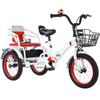 Folding 3-Wheel Tricycle for Kids Aged 5-10,Pedal Trike with Inflatable Wheel,Adjustable Height,Front Rear Baskets,Tandem Bicycle with Rear Passenger seat,Cruiser Bikes,Rickshaw, red-16inch view 1