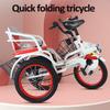 Folding 3-Wheel Tricycle for Kids Aged 5-10,Pedal Trike with Inflatable Wheel,Adjustable Height,Front Rear Baskets,Tandem Bicycle with Rear Passenger seat,Cruiser Bikes,Rickshaw, red-16inch view 3