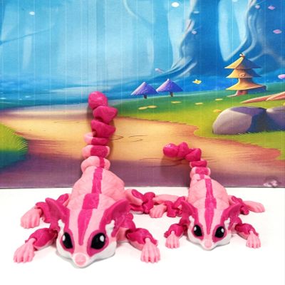 2pcs Articulating Sugar Gliders Toy 3D Printed Mother and Child Sugar Glider Fidget Toy Fun, Flexible & Poseable Gift for Sugar Glider Lovers - 3D Printed in USA - ASG001-PINK -2X
