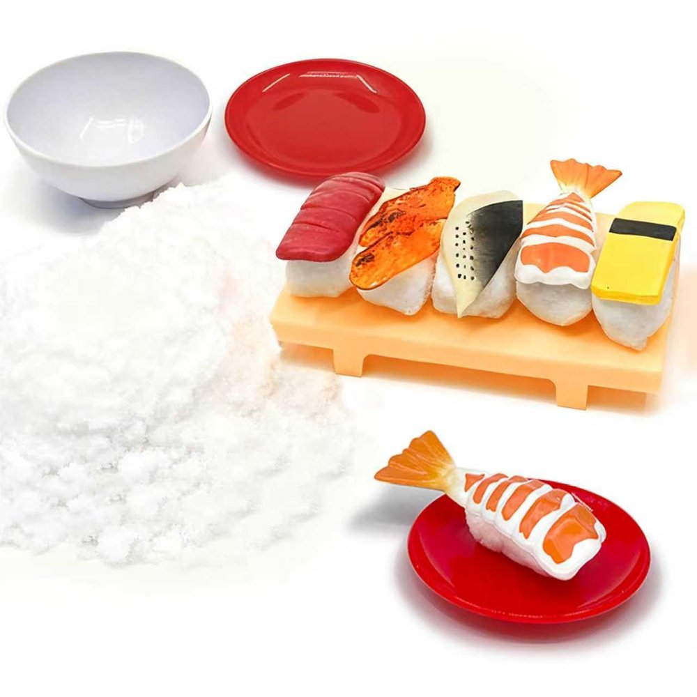 GushySnow Latex Material Sensory bin Filler Play Sand Toy Creative Paly Realistic Food Toy for Kid,Japanese Realistic Pretend Play Sushi Set for Kid Children boy Girl 6+(Sushi Set)