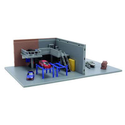 Jada, Fast & Furious Nano Scenario Han Garage, 4 cm, incl. 2 Cars with Metal Body, Freewheel Wheels and Rubber, Removable Walls, from 8 Years (9336403314R00)
