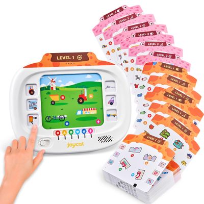 JoyCat Kids Learning Tablet:160 Pages Flash Cards-Judgement, Matching, Ordering- Interactive Logic Training, STEM Montessori Educational Toy, Gifts for Kids 3-8