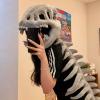 3D Dinosaur Headgear Realistic Plush Skeleton Headpiece for Halloween Fun view 3