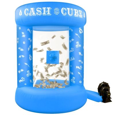 Silipull 5 FT Inflatable Cash Cube Booth Inflatable Money Machine Booth Money Blower Machine Cash Grab for Adults Game Activity Events (No Blower Included) (Blue)