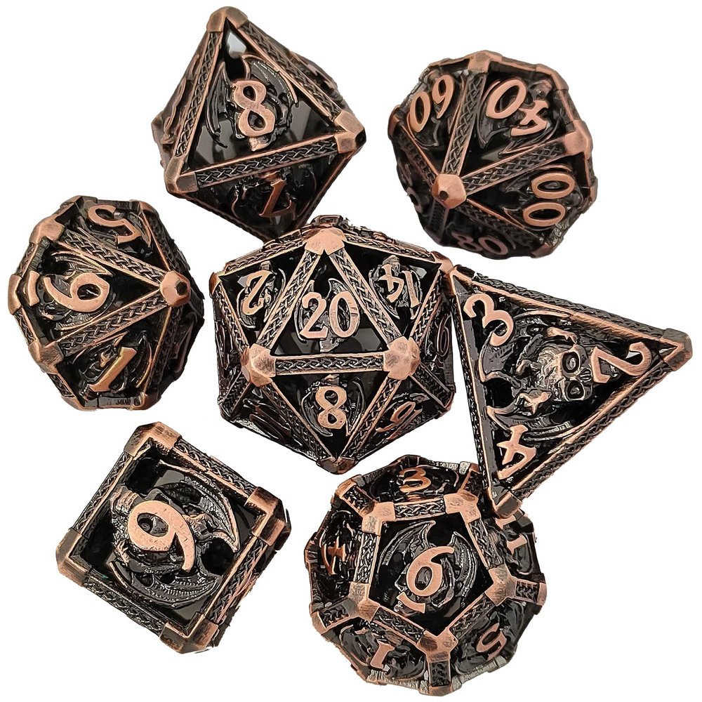 7PCS Dungeons and Dragons Metal Dice Set Polyhedral Dice with Storage Bag for RPG, DND, Pathfinder, Tabletop Gaming Accessories